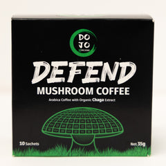 DOJO Defend Chaga mushroom coffee carton, front of pack