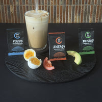 DOJO mushroom coffee sachets — Focus, Energy and Defend blends